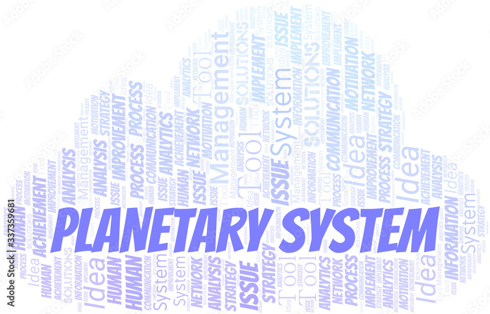 Planetary System typography vector word cloud. Planetary System typography vector word cloud.