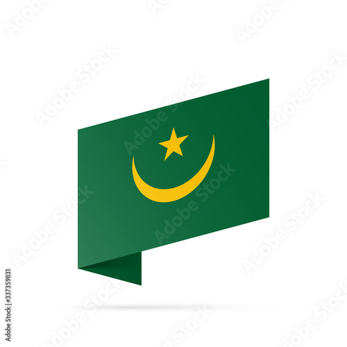 Mauritania flag state symbol isolated on background national banner. Greeting card National Independence Day of the Islamic Republic of Mauritania. Illustration banner with realistic state flag.