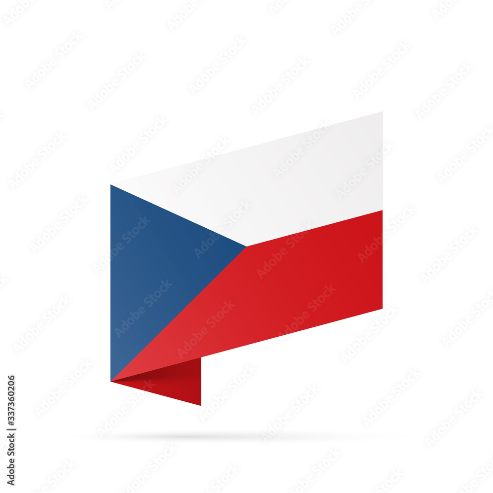 Czechia flag state symbol isolated on background national banner. Greeting card National Independence Day of the Czech Republic. Illustration banner with realistic state flag. Czechia flag state symbol isolated on background national banner. Greeting card National Independence Day of the Czech Republic. Illustration banner with realistic state flag.