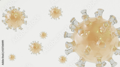 delikatne tło z wizualizacją wirusa na jasnym planie, tapeta z pojedynczymi komórkami covid 