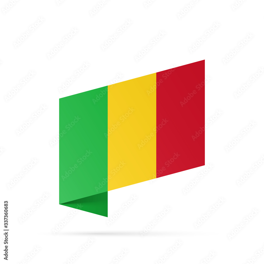 Fototapeta premium Mali flag state symbol isolated on background national banner. Greeting card National Independence Day of the Republic of Mali. Illustration banner with realistic state flag.