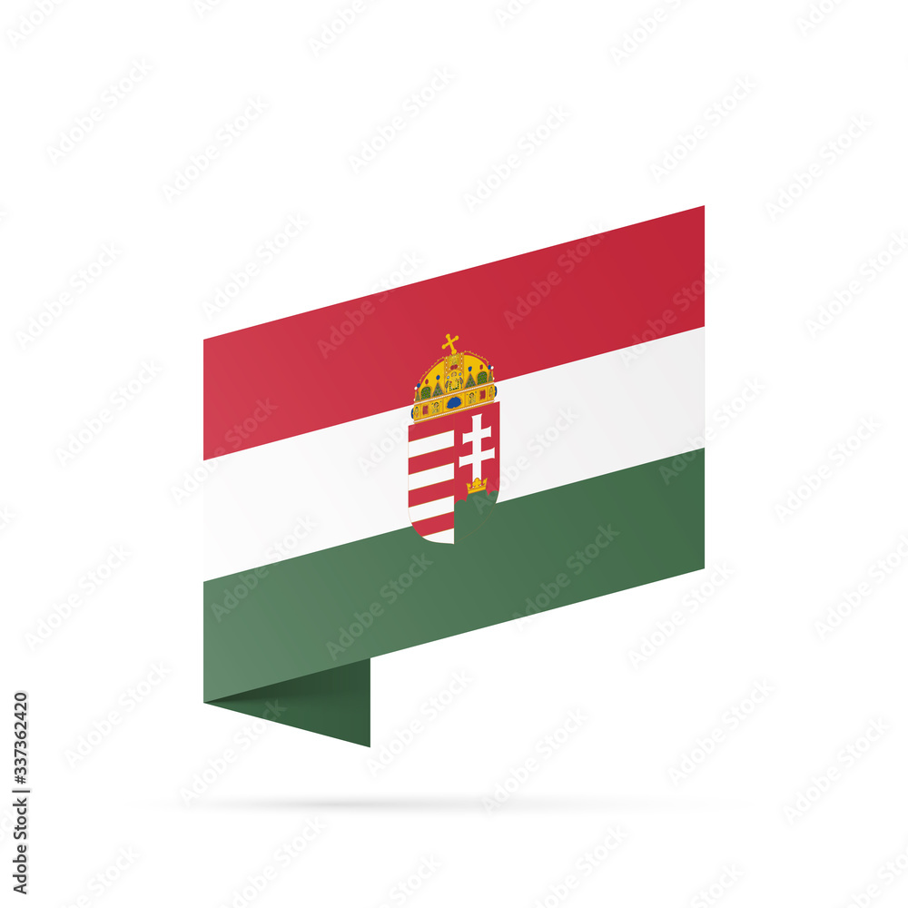 Naklejka premium Hungary flag state symbol isolated on background national banner. Greeting card National Independence Day of the Republic of Hungary. Illustration banner with realistic state flag.