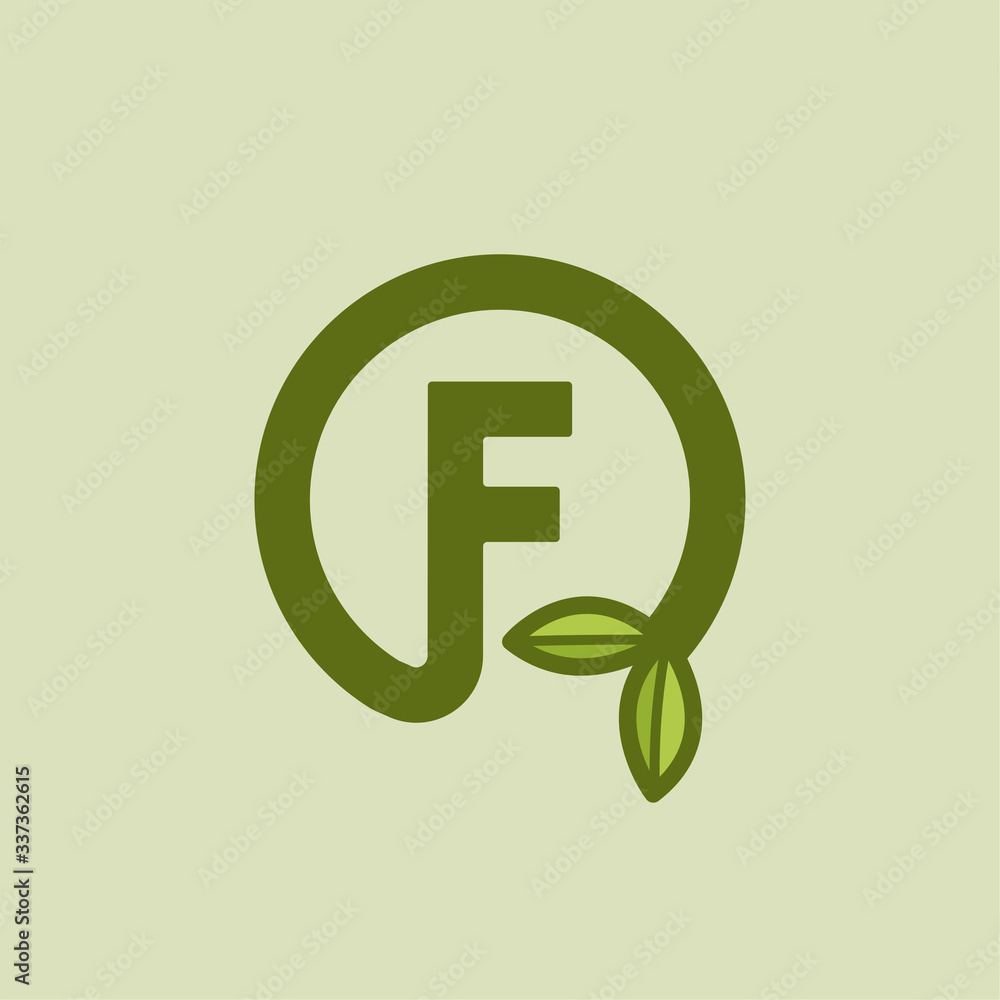 Round Vector Plant Letter Design F Round Vector Plant Letter Design F