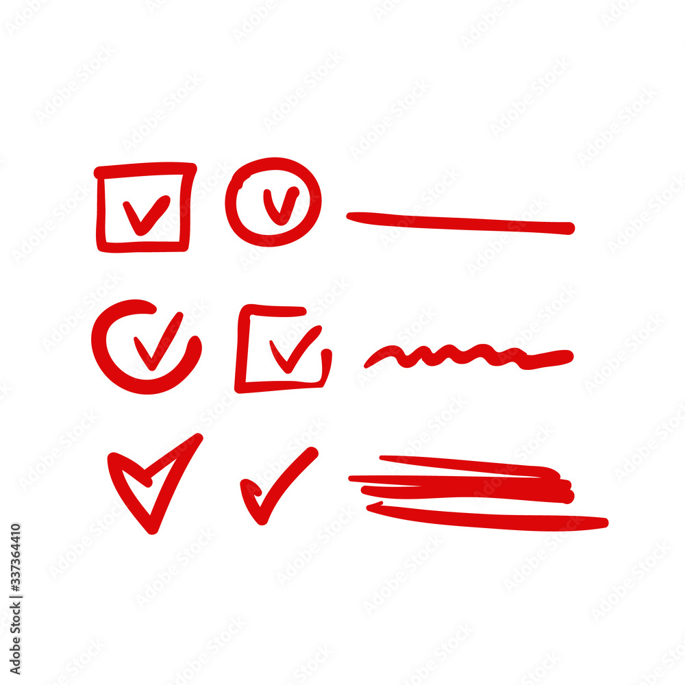 red hand drawn check. Vector Stock Vector | Adobe Stock