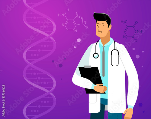 Doctor in white coat. Laboratory vector illustration