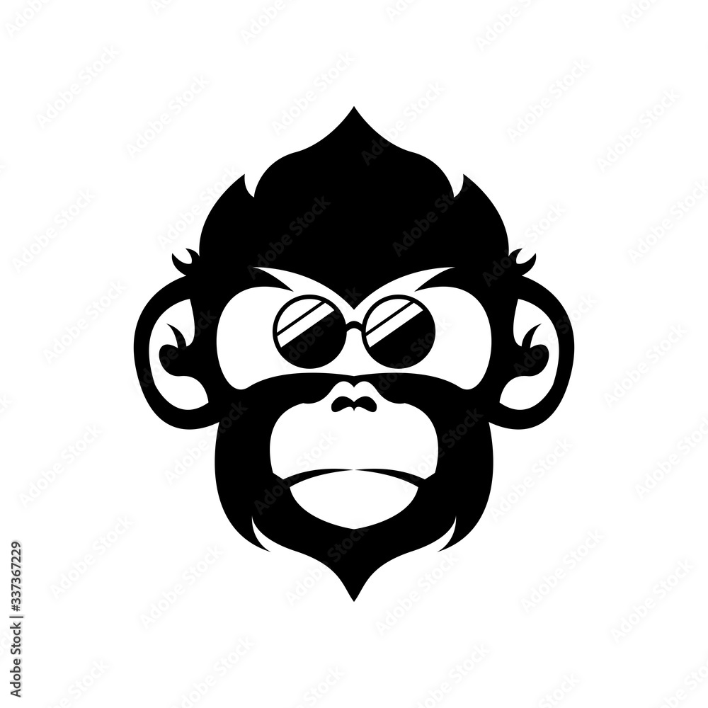 Obraz premium swag monkey face wearing cool glasses vector illustration design