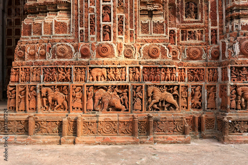 Detailed carvings at Kantajew Temple at Kantanagar, Hindu temple in Dinajpur, Bangladesh  photo