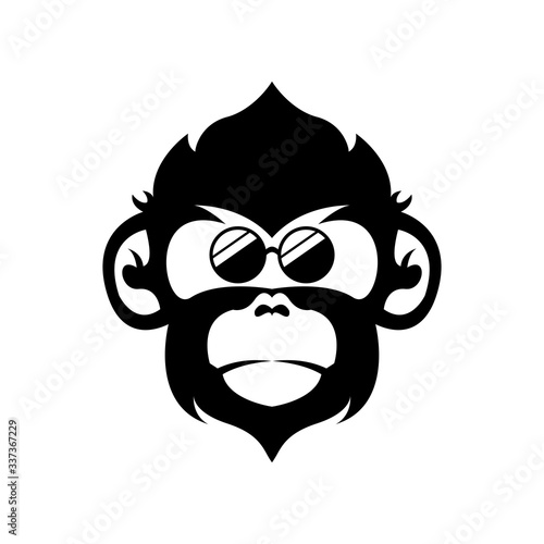 swag monkey face wearing cool glasses vector illustration design