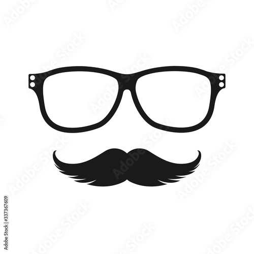 mustache icon and glasses icon in trendy flat design