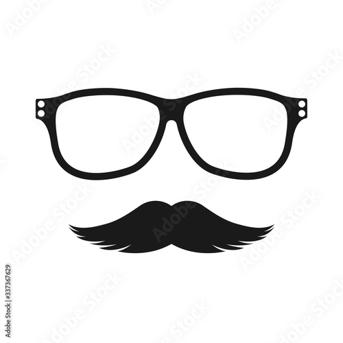 mustache icon and glasses icon in trendy flat design