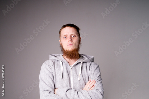 Isolated shot of young handsome male with beard