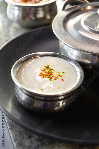 traditional Indian yoghurt served with Biryani basmati rice