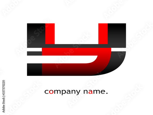 Initial Capital Letter Y Font Type. Modern Company Logotype. Futuristic Dark Black and Red Graphic Design. Stylish Business Logo Icon with Gradient Template. Combined double letter. Isolated on white photo