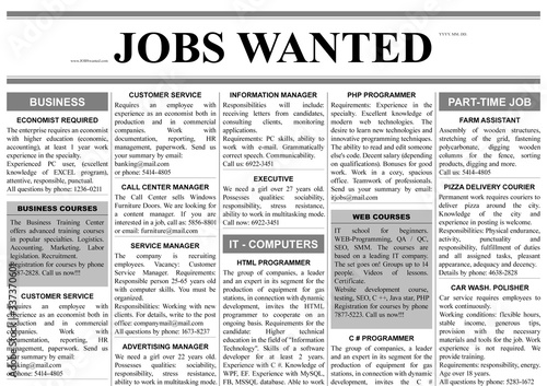 Job search concept. Newspaper full of advertisements
