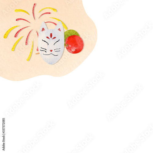 watercolor illustration for japanese summer festival. (the set contains both individual elements; ready-made compositions and backgrounds) photo