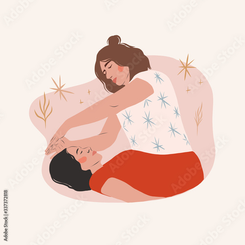 Therapy and massage in head by two women