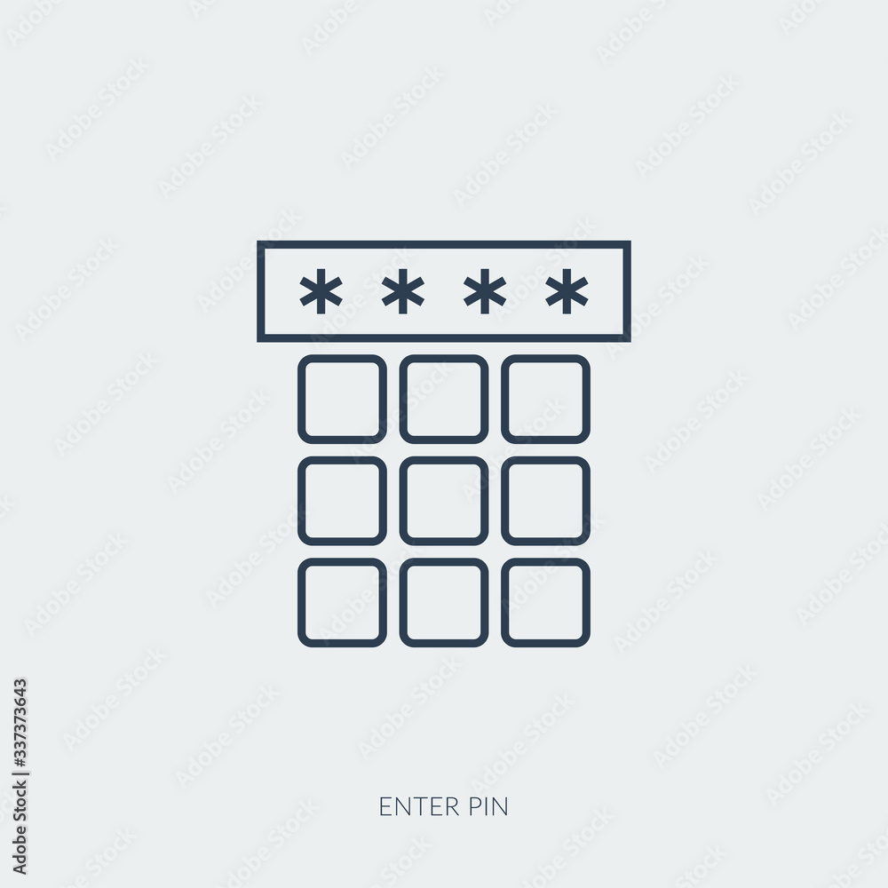 Vector outline icon of secure pin enter Vector outline icon of secure pin enter