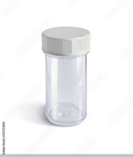 Medical pills bottle on white background