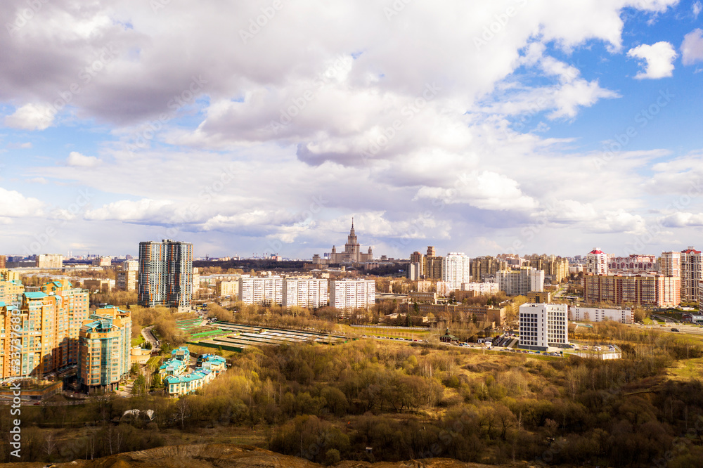 fantastic clouds over a frozen city isolated from a drone fantastic clouds over a frozen city isolated from a drone