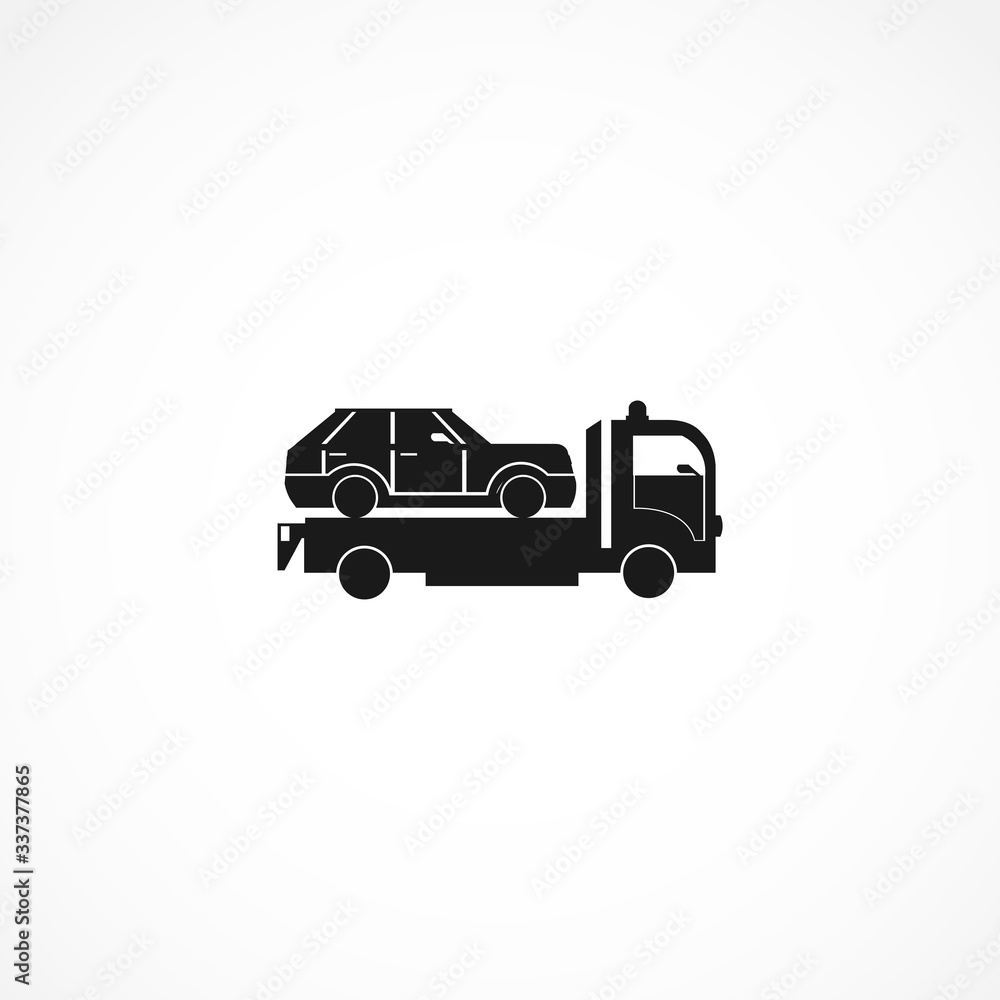 tow truck with car icon. isolated vector element