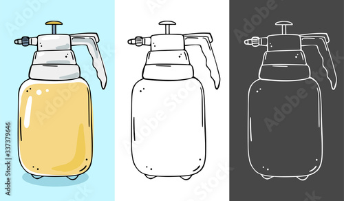 Spray for household chemicals. Used for cleaning products and for treating plants.