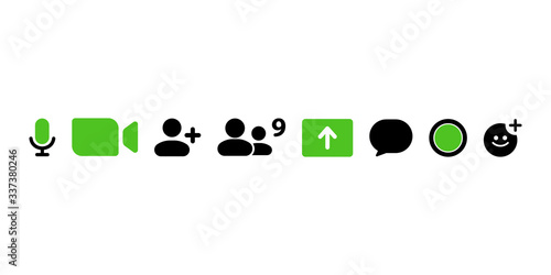 Video call icons set. Simple design