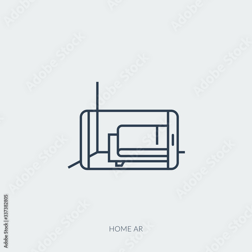 Vector outline icon of virtual reality technology - home AR