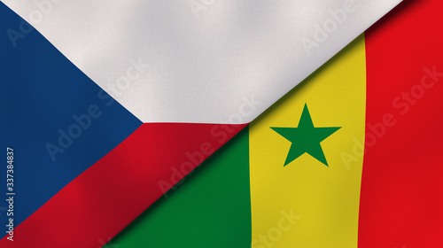The flags of Czech Republic and Senegal. News  reportage  business background. 3d illustration