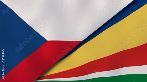 The flags of Czech Republic and Seychelles. News, reportage, business background. 3d illustration