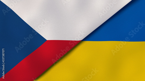 The flags of Czech Republic and Ukraine. News  reportage  business background. 3d illustration