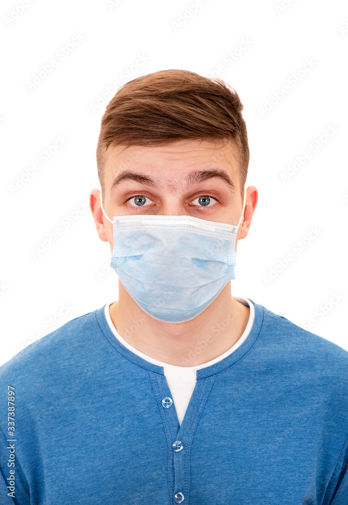 Young Man in Flu Mask Young Man in Flu Mask