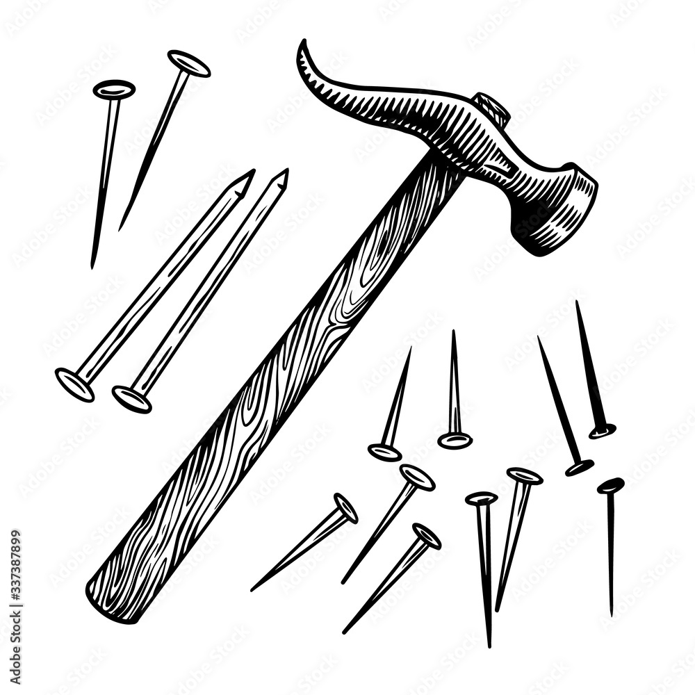 Hammers on Hemp. Mosaic Tools. Stock Image - Image of hammers, incus:  141294343