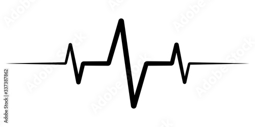 heart rate pulse, icon medicine logo, vector heartbeat heart rate icon, audio sound radio wave amplitude spikes