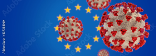 background Europe and Coronavirus COVID-19. 3d-illustration