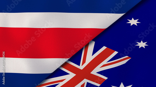 The flags of Costa Rica and Australia. News, reportage, business background. 3d illustration