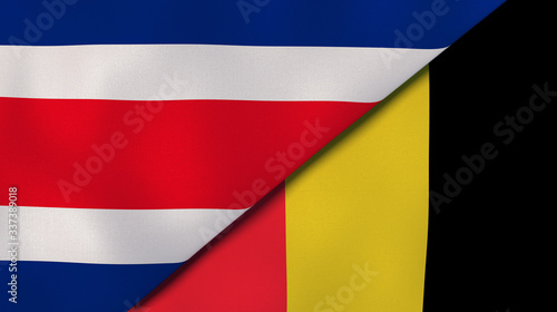 The flags of Costa Rica and Belgium. News, reportage, business background. 3d illustration Free Download The flags of Costa Rica and Belgium. News, reportage, business background. 3d illustration - GFXLoad