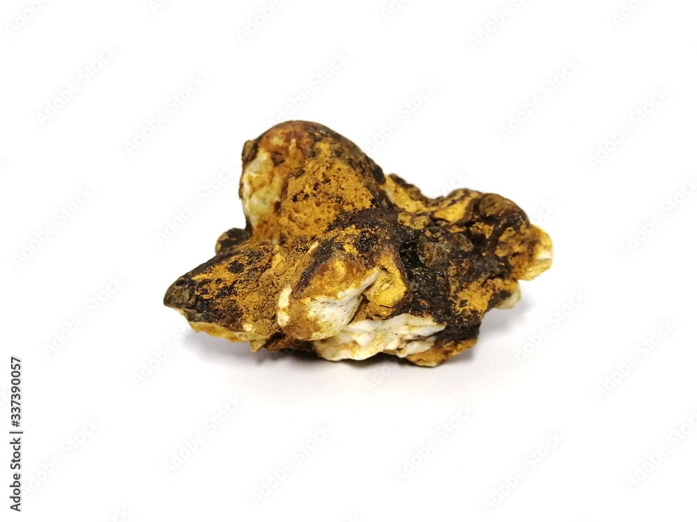 Ferricrete conglomerate stone on white background. There is noise and grain caused by the texture of stone. Iron ore on conglomerate stone. Ferricrete conglomerate stone on white background. There is noise and grain caused by the texture of stone. Iron ore on conglomerate stone.
