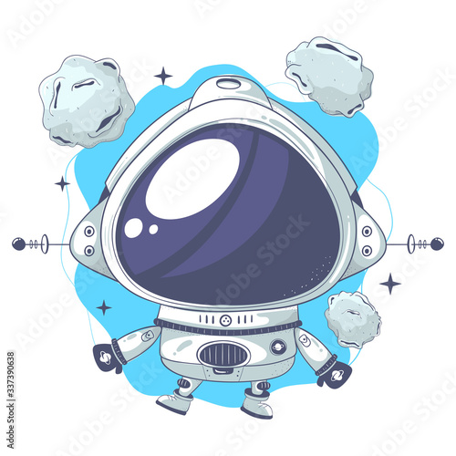 Baby spaceman fly with meteorites