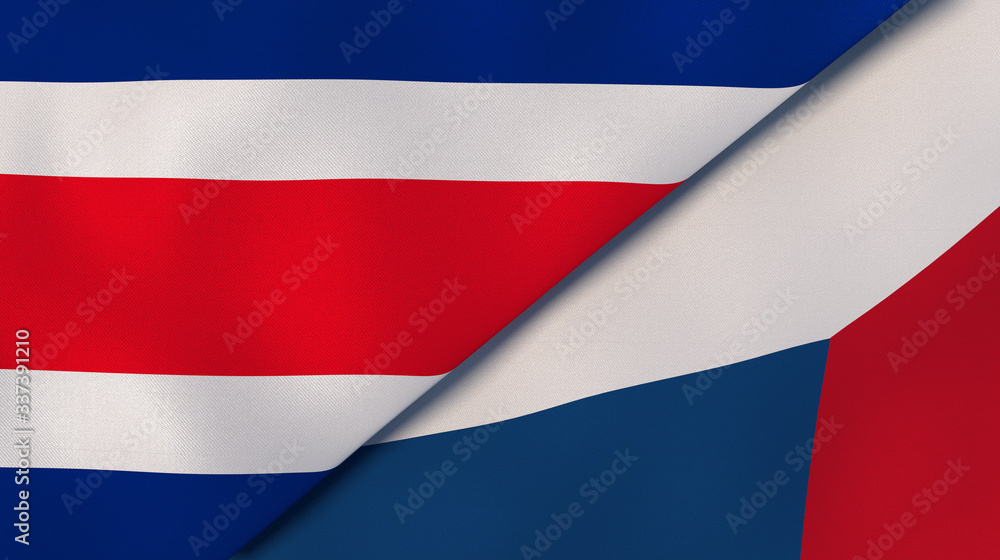 The flags of Costa Rica and Czech Republic. News, reportage, business background. 3d illustration The flags of Costa Rica and Czech Republic. News, reportage, business background. 3d illustration