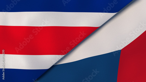The flags of Costa Rica and Czech Republic. News  reportage  business background. 3d illustration