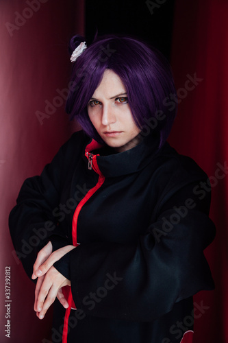 Slika na platnu Girl anime with purple hair Japan Cosplay