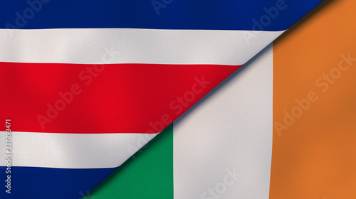 The flags of Costa Rica and Ireland. News, reportage, business background. 3d illustration © Maksym Kapliuk