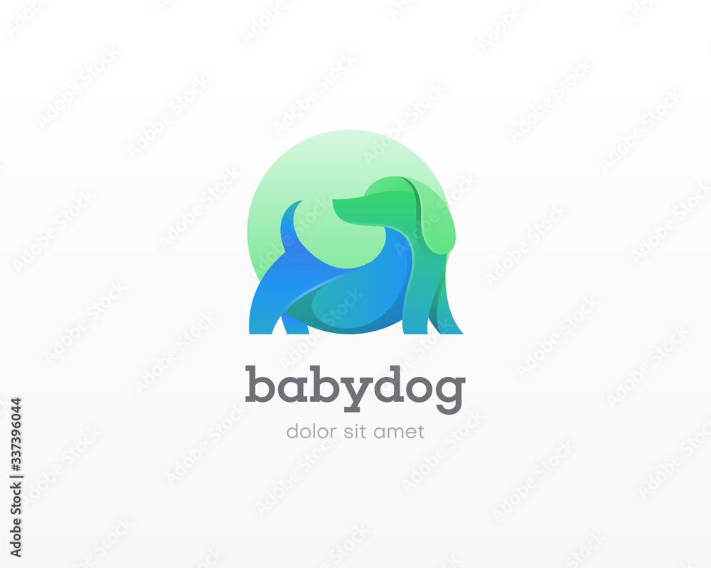 Creative dog with circle vector logo. Creative dog with circle vector logo.