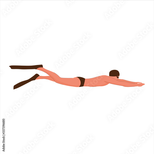 A swimmer guy swimming while diving