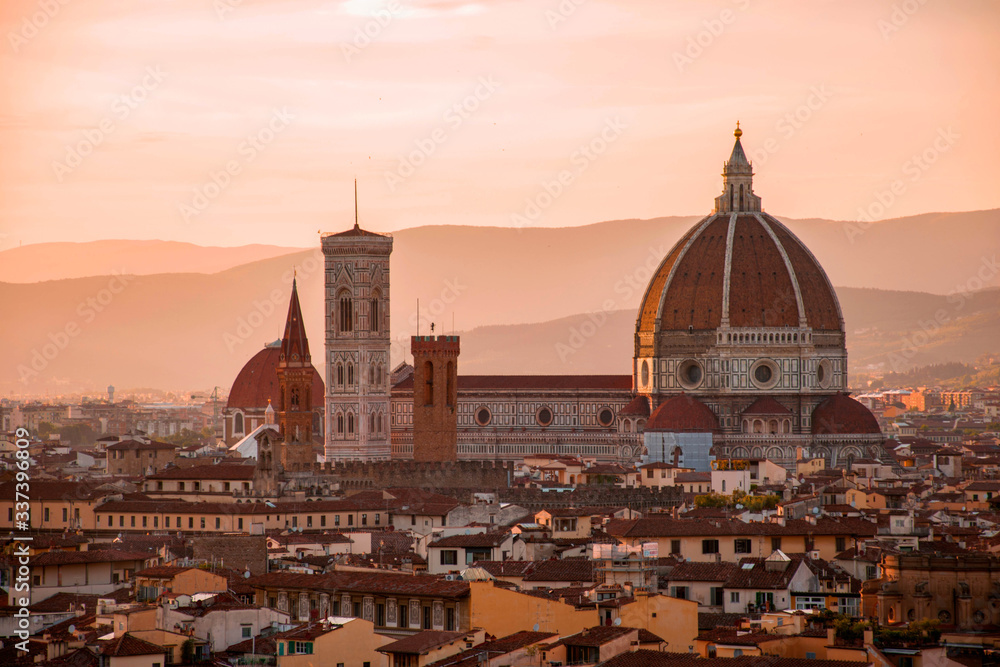 Aerial view of Florence at sunset