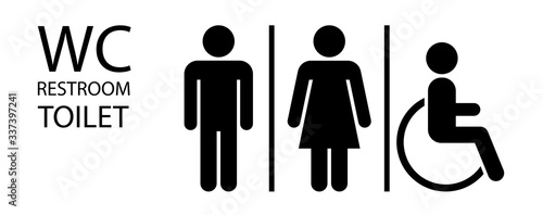 Toilet Restroom WC Sign Signboard Vector Illustration