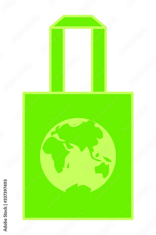 green earth globe on eco bag for shopping green earth globe on eco bag for shopping