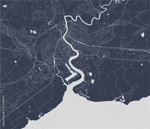 map of the city of Newport, Gwent, Wales, UK