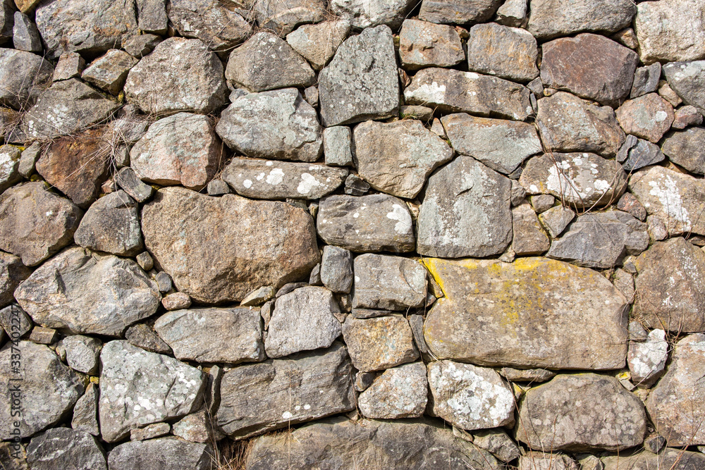 View of the medieval wall made of stones, Finland
