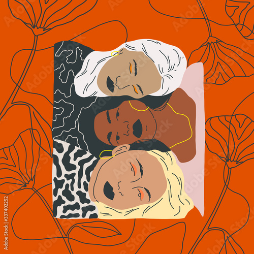 Illustration of young friends supporting each other